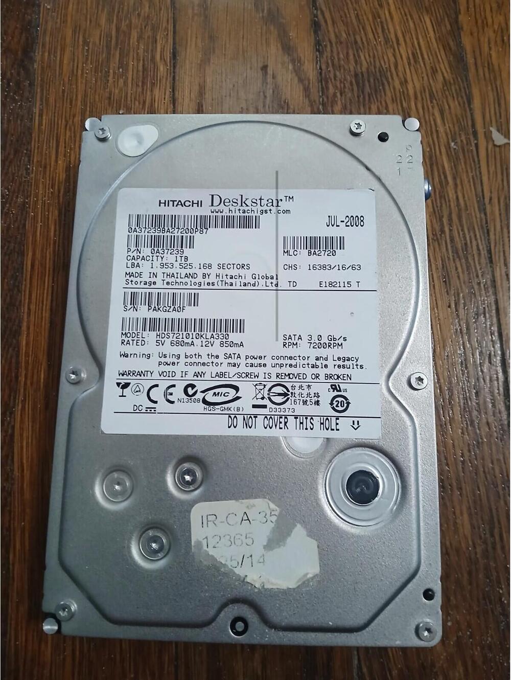 Hitachi Deskstar 1TB SATA HDD